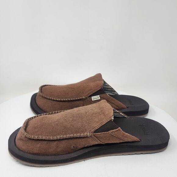 Sanuk You Got My Back St Hemp Men 8 Brown w/ Woven Blanket Lining 1127214 NWT - Picture 7 of 13